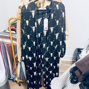 Buddy Love Black Kimono with Antler Design